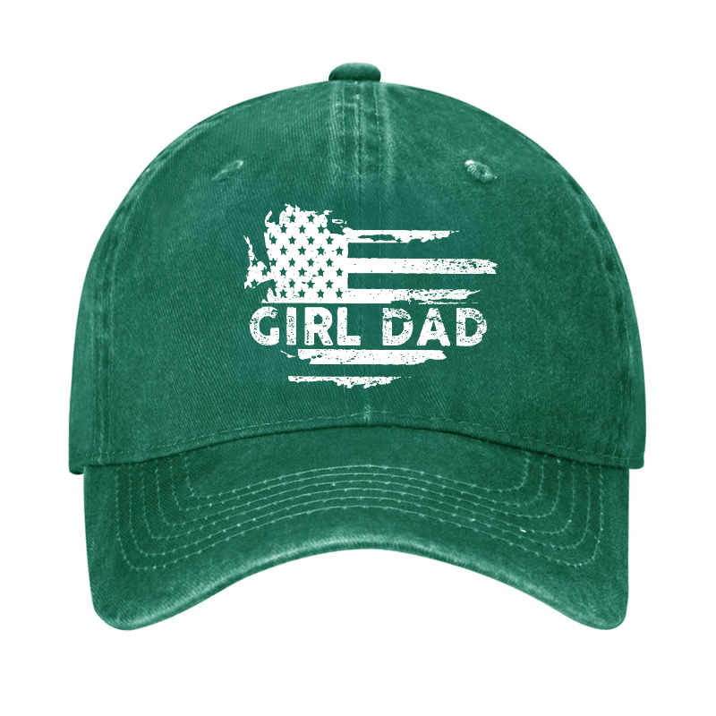 Girl Dad With Flag Print Funny Father Gift Cap