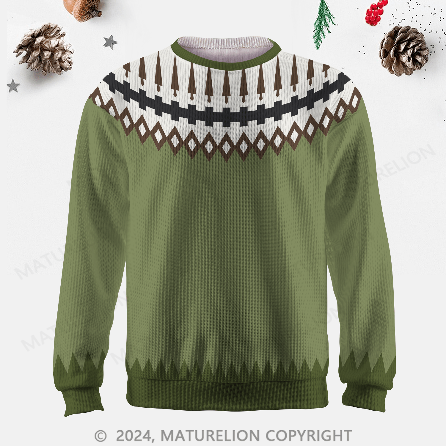 Maturelion Men's Sweater Classic Wool Knit Fair Isle Sweater