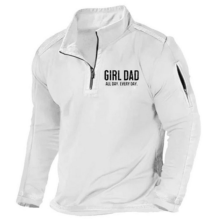 Maturelion Men's Henley Shirt Girl Dad All Day Every Day Henley Shirt