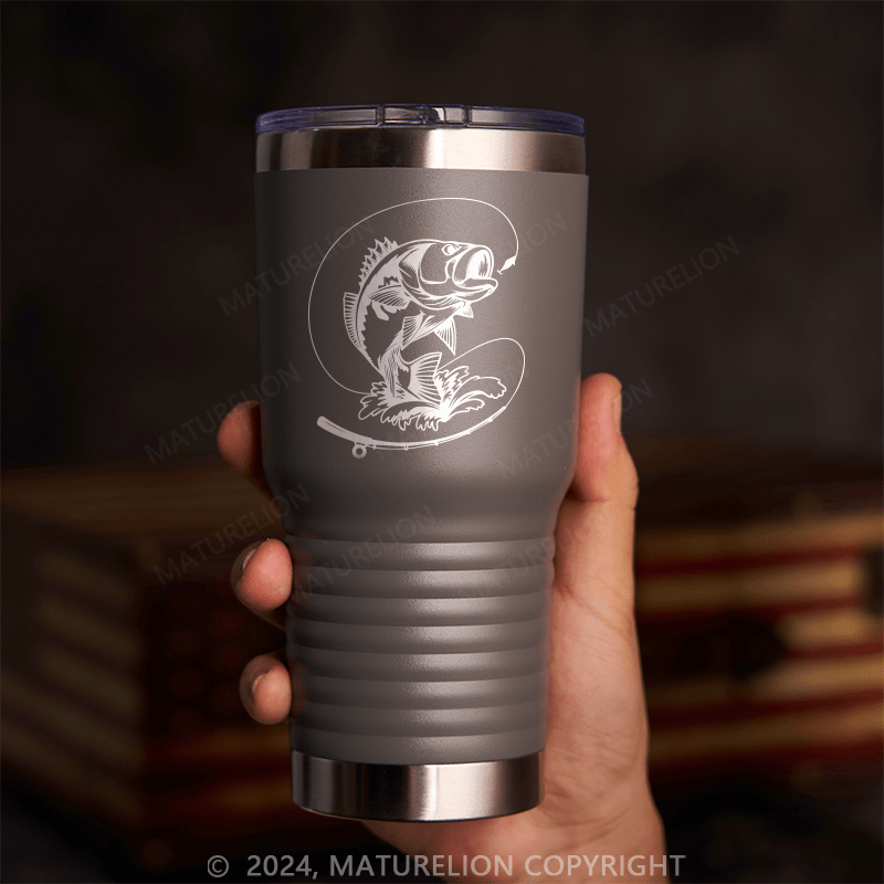 Maturelion Stainless Steel Vacuum Insulated Travel Mug Bass Fish