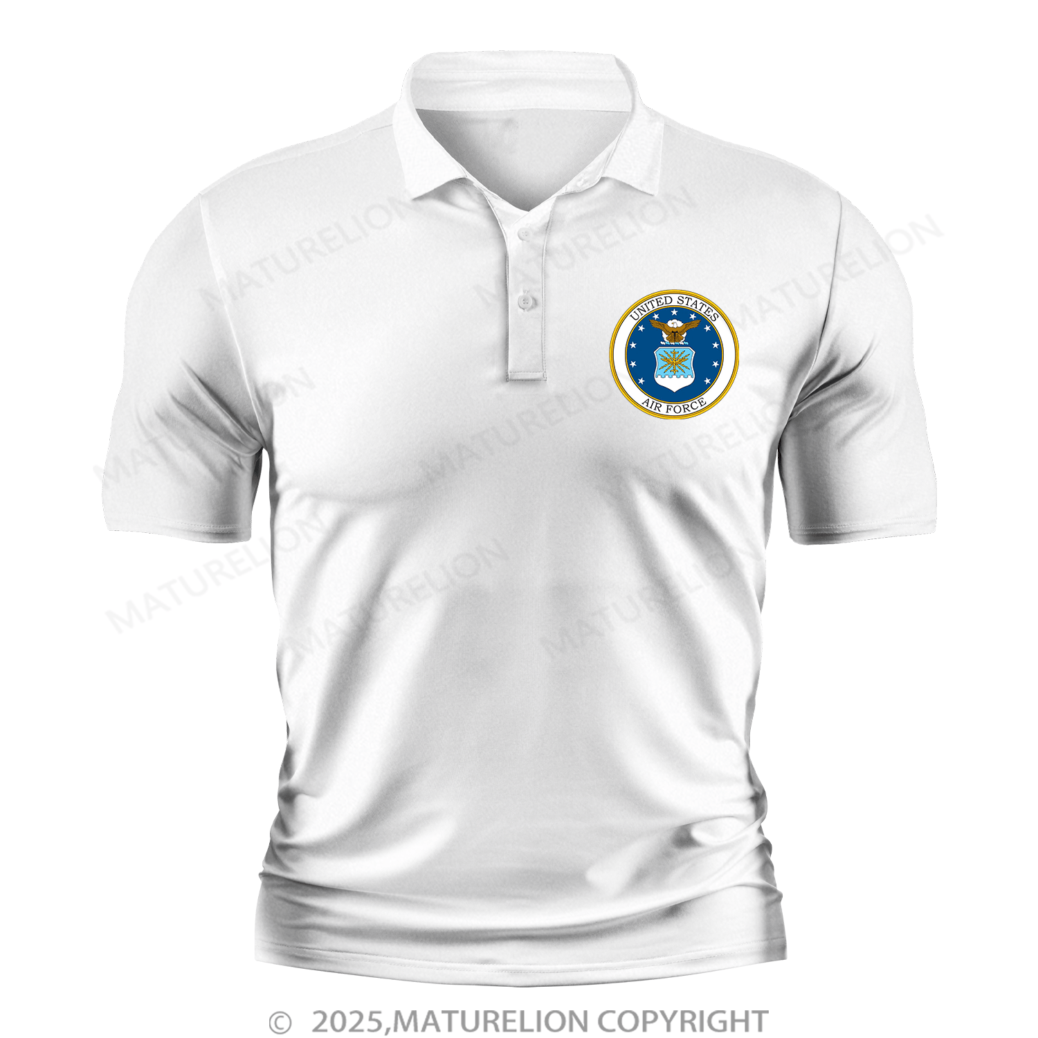 Maturelion Men's Polo Shirt U.S. Air Force V-Neck Polo Shirt