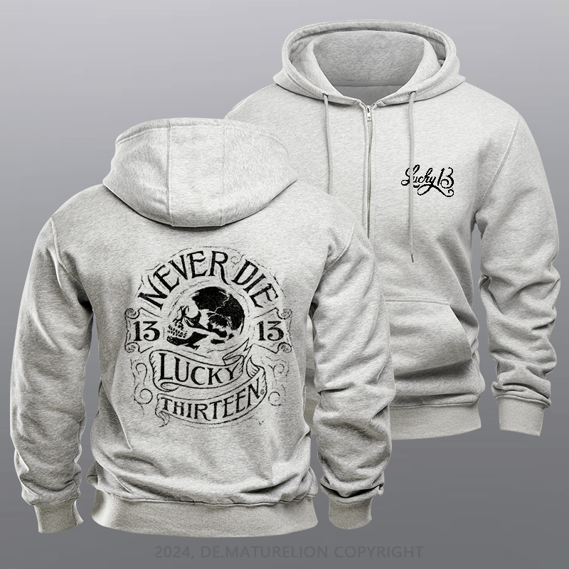 Maturelion Men's Hoodie Never Die Zipper Hoodie