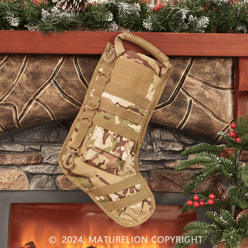 Maturelion Tactical Christmas Stocking, with Flag Patch MOLLE Webbing