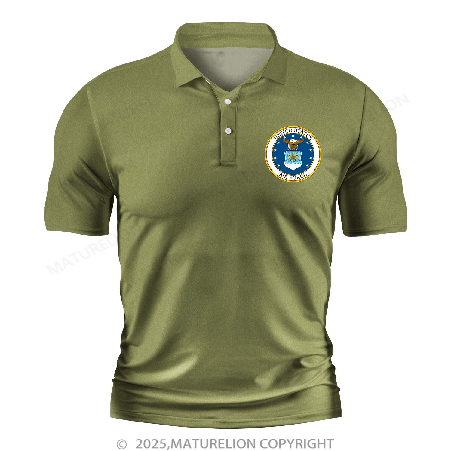 Maturelion Men's Polo Shirt U.S. Air Force V-Neck Polo Shirt