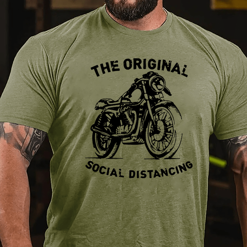 The Original Social Distancing Motorcycle Print Cotton T-shirt