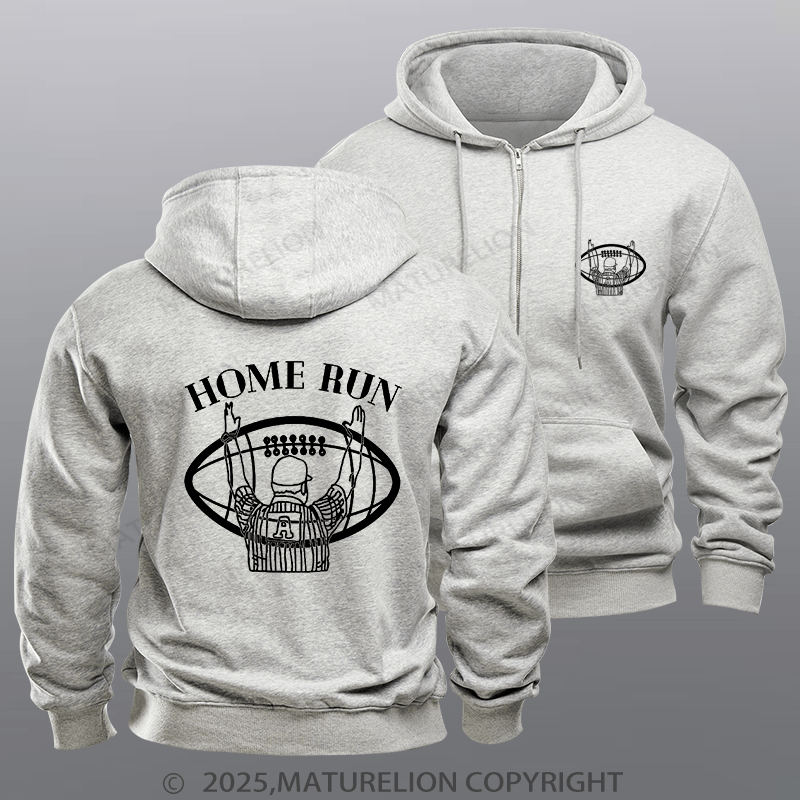 Maturelion Super Bowl Hoodie Super Bowl Funny Home Run Zipper Hoodie