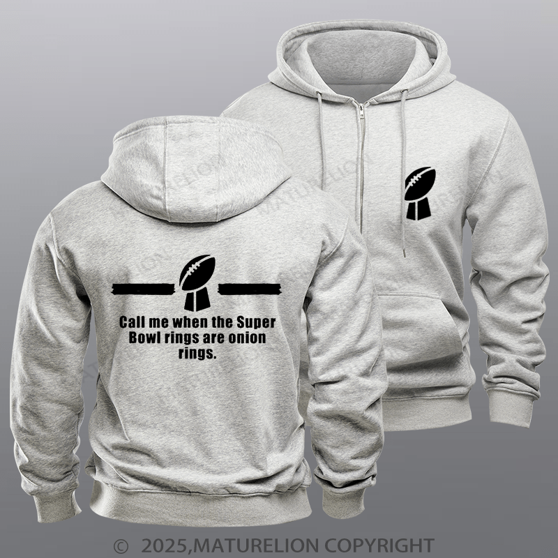 Maturelion Super Bowl Hoodie Superbowl Football Game Onion Rings Zipper Hoodie