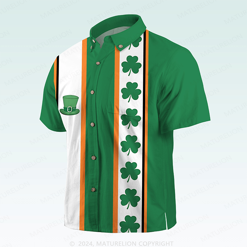 Maturelion St. Patrick's Hawaiian Shirt St. Patrick's Hawaiian Shirt Retro Luck of the Irish Design Hawaiian Shirt