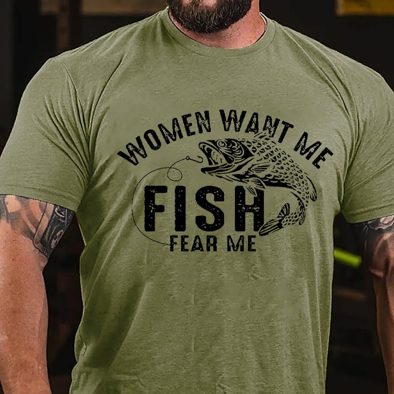 Women Want Me Fish Fear Me Cotton T-shirt