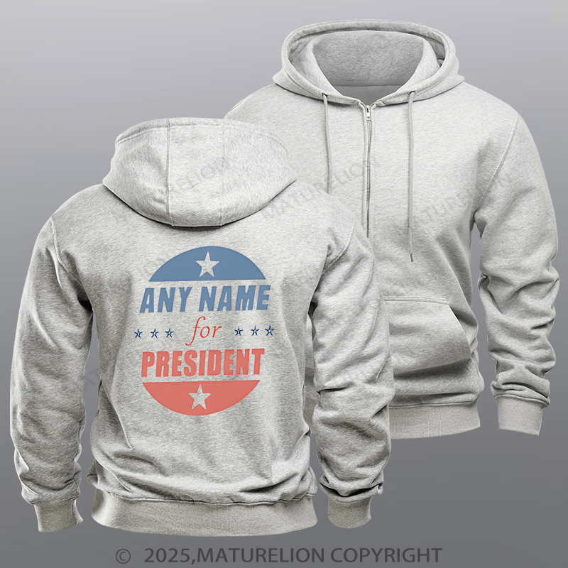 Maturelion  Men's Hoodie Personalized Name President Hoodie  Zipper Hoodie