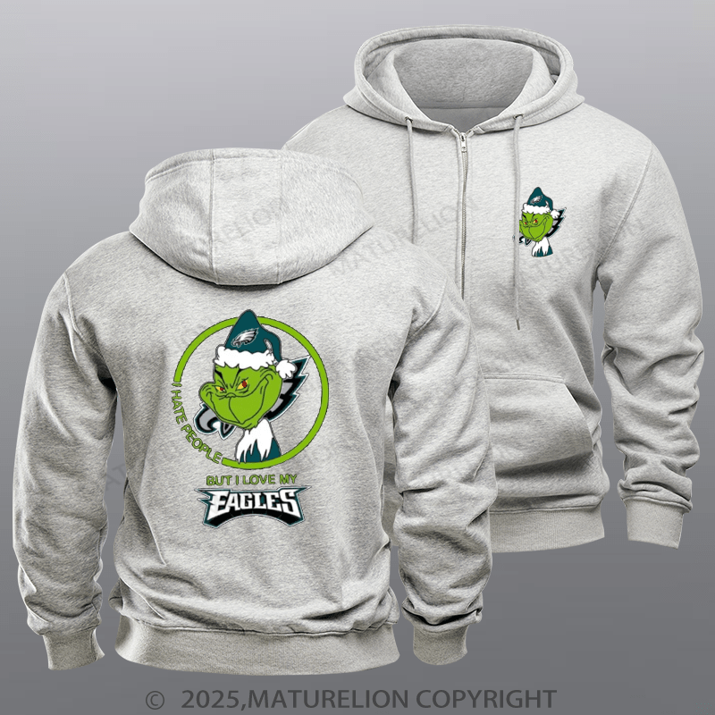 Maturelion Super Bowl Hoodie  Eagles Grinch Zipper Hoodie