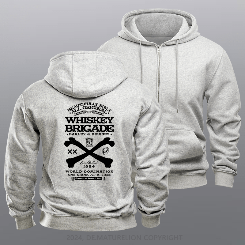 Maturelion Men's Hoodie Whiskey Brigade Zipper Hoodie