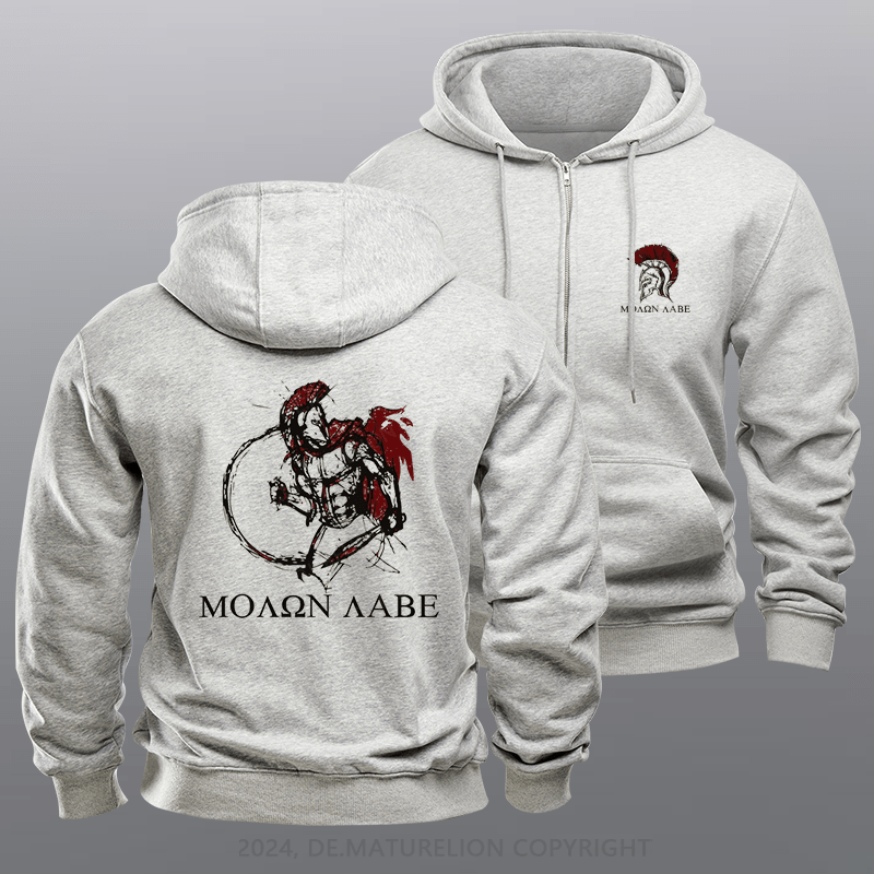 Maturelion Men's Hoodie Coyote Spartan Warrior Zipper Hoodie