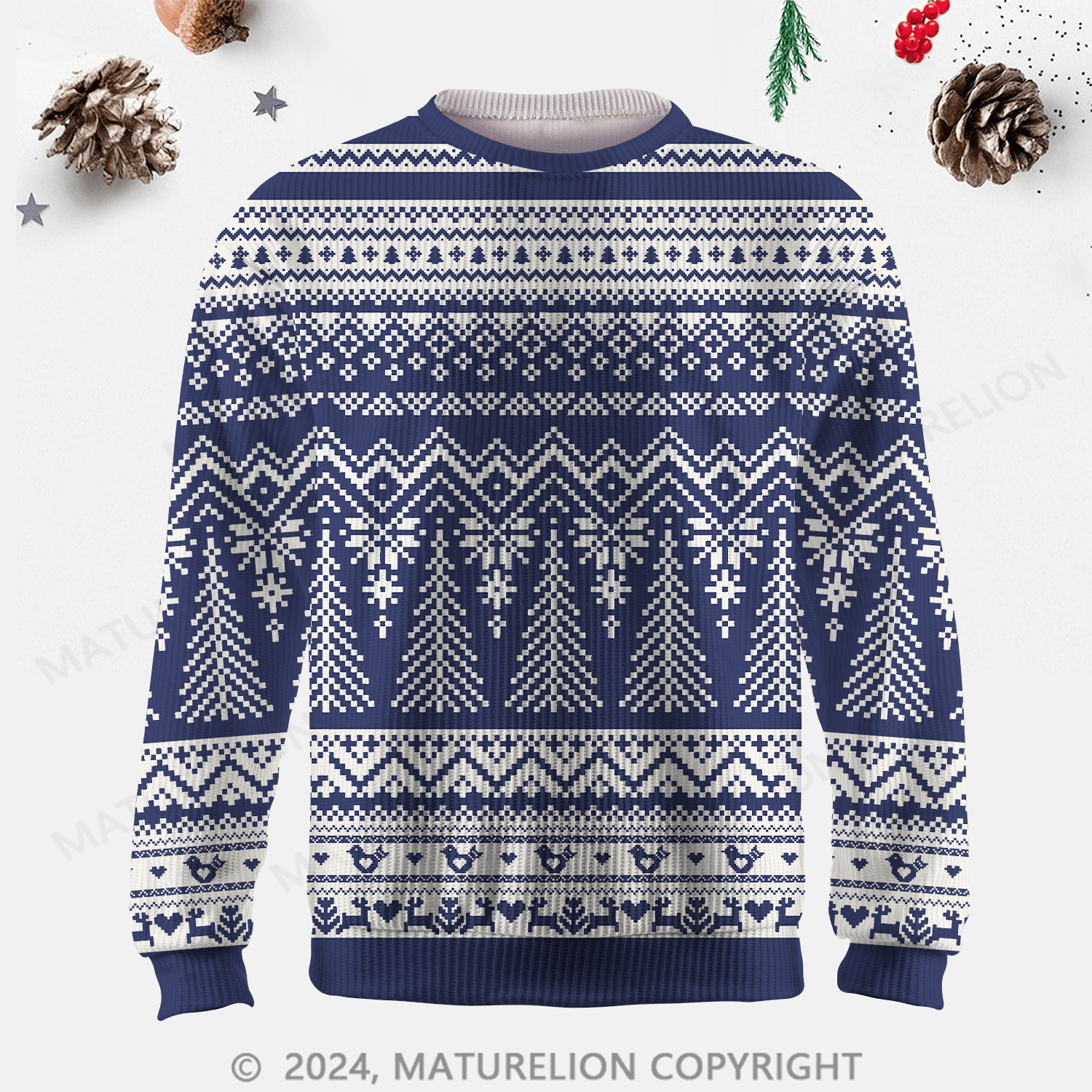 Maturelion Men's Sweater Cozy Knit Fair Isle Sweater