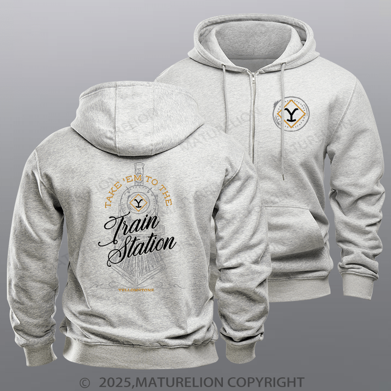 Maturelion Men's Hoodie Vintage Train Hoodie