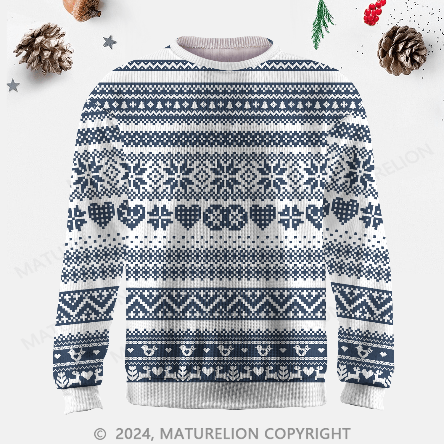 Maturelion Men's Sweater Elegant Winter Fair Isle Sweater