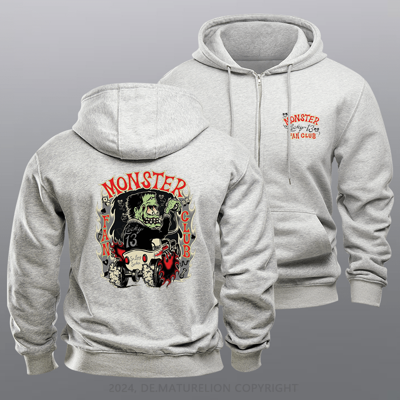 Maturelion Men's Hoodie The Monster Rodder Hot Rod Retro Zipper Hoodie