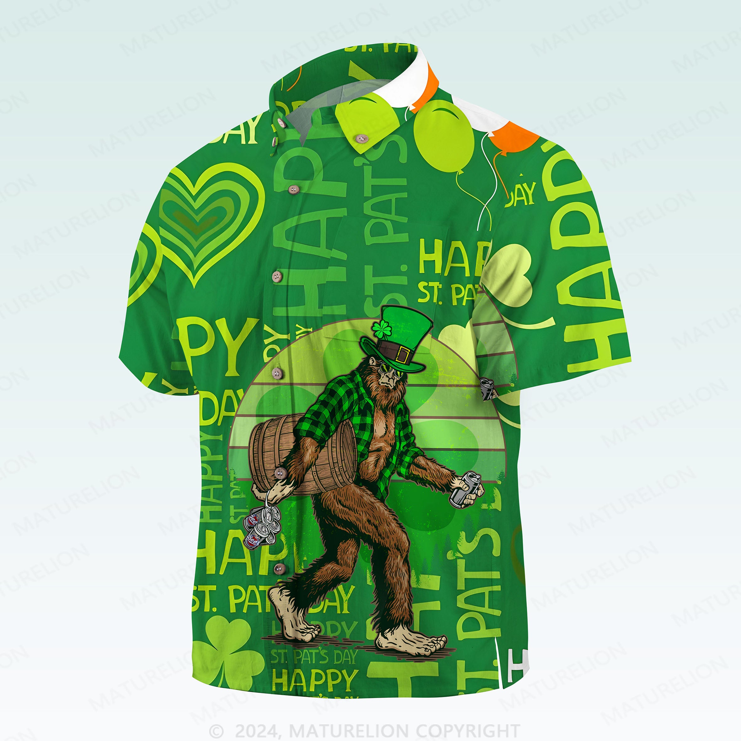 MaturelionSt. Patrick's Hawaiian Shirt Tropical St. Paddy’s Print Hawaiian Shirt