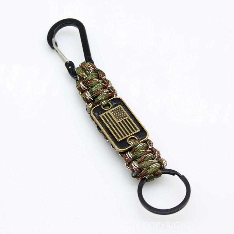 Maturelion Camouflage Heavy Duty Paracord Lanyards Keychains with USA Flag