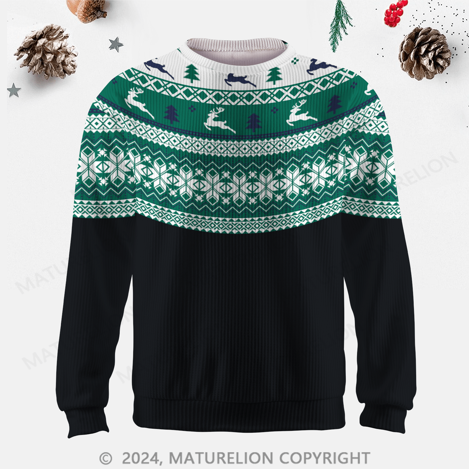 Maturelion Men's Sweater Warm Autumn Fair Isle Sweater