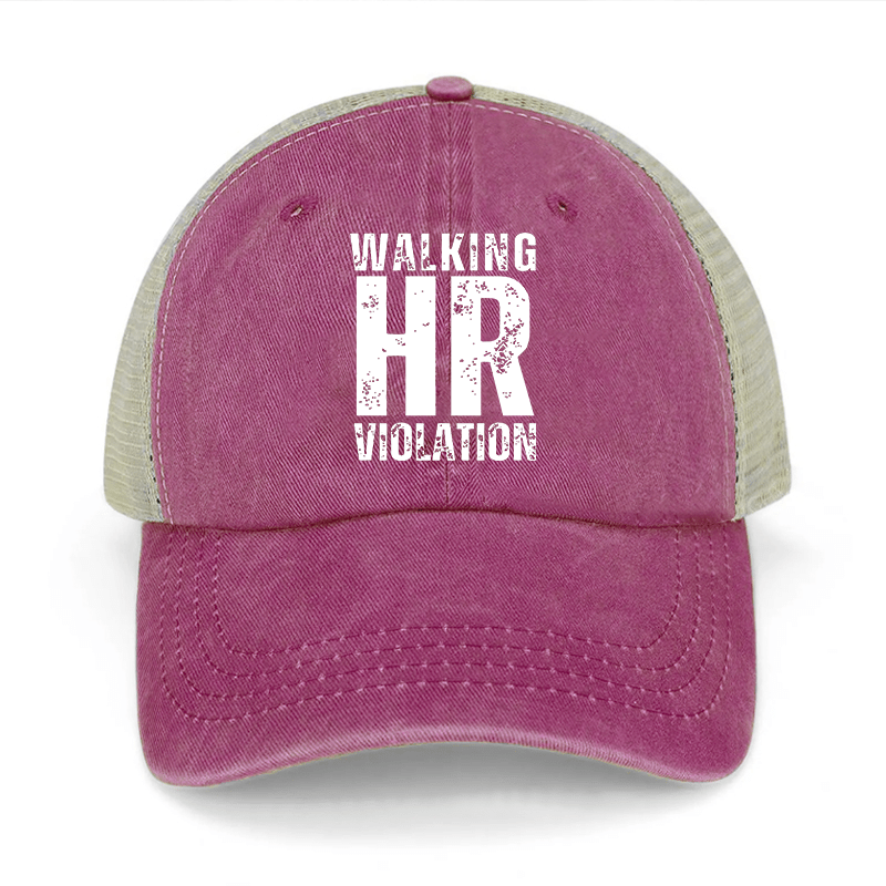 Walking HR Violation Washed Denim Mesh Back Cap