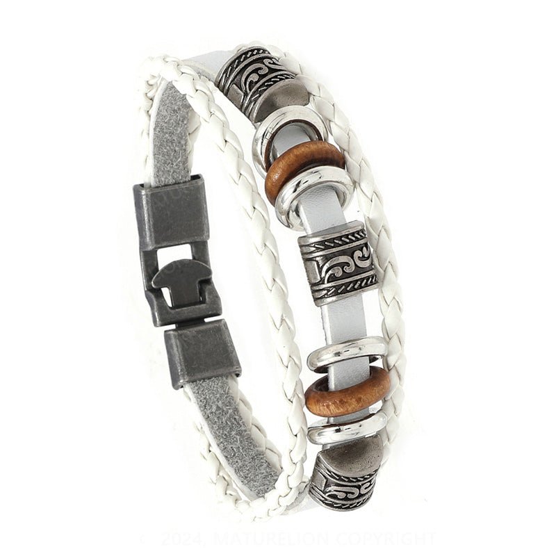 Maturelion Men's Brown Leather Bracelet