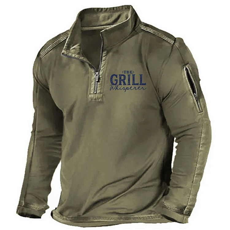 Maturelion Men's Henley Shirt The Grill Whisperer Funny Henley Shirt