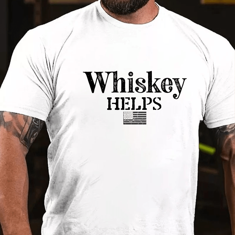 Whiskey Helps USA Flag Cotton T-shirt