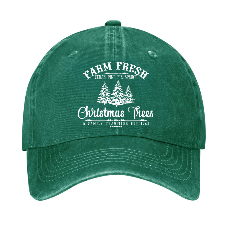 Farm Fresh Cedar Pine Fir Spruce Christmas Trees A Family Tradition Est 1969 Cap