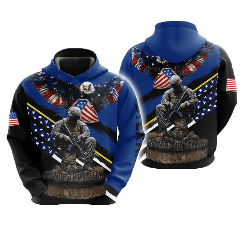 Maturelion Patriotic 3D Veteran Hoodie