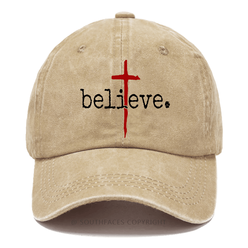 Believe Cross Print Christian Baseball Cap