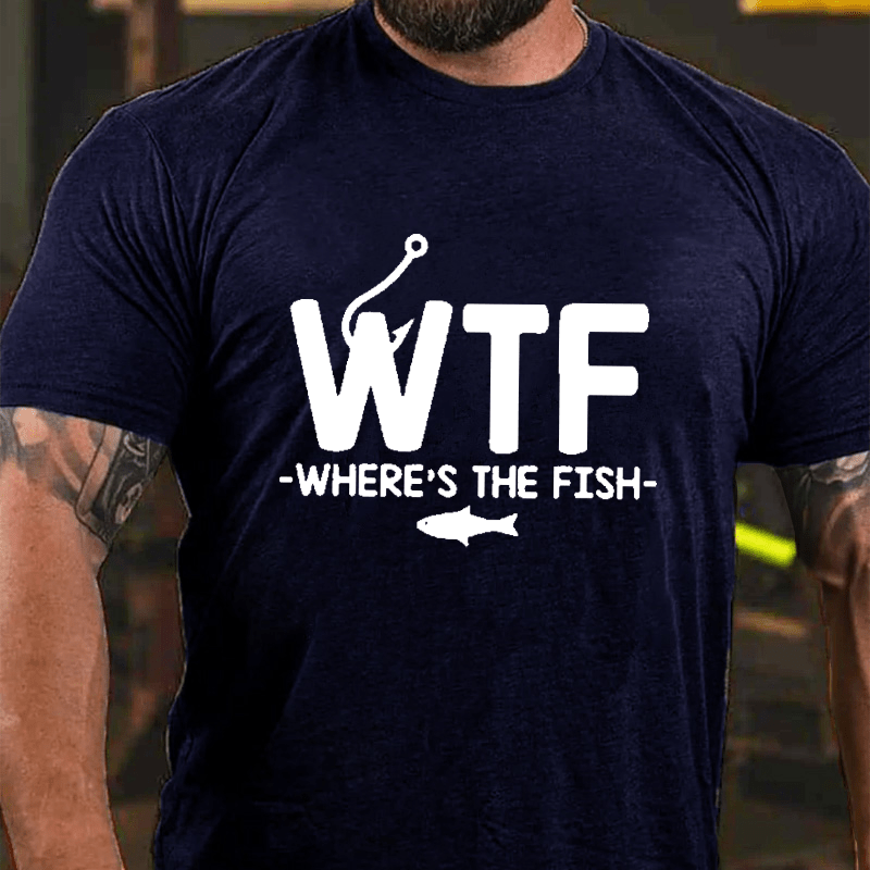 WTF - Where's The Fish Funny Print Cotton T-shirt