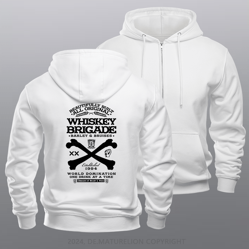 Maturelion Men's Hoodie Whiskey Brigade Zipper Hoodie