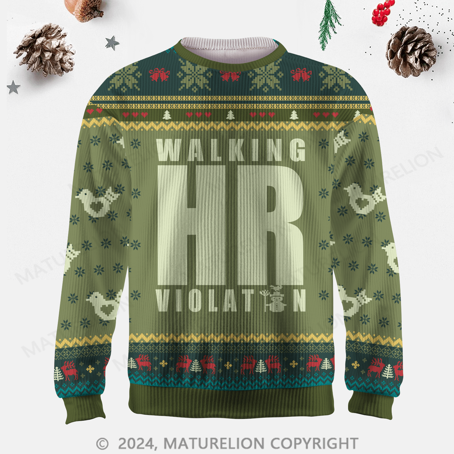 Maturelion Walking HR Violation Ugly Sweater