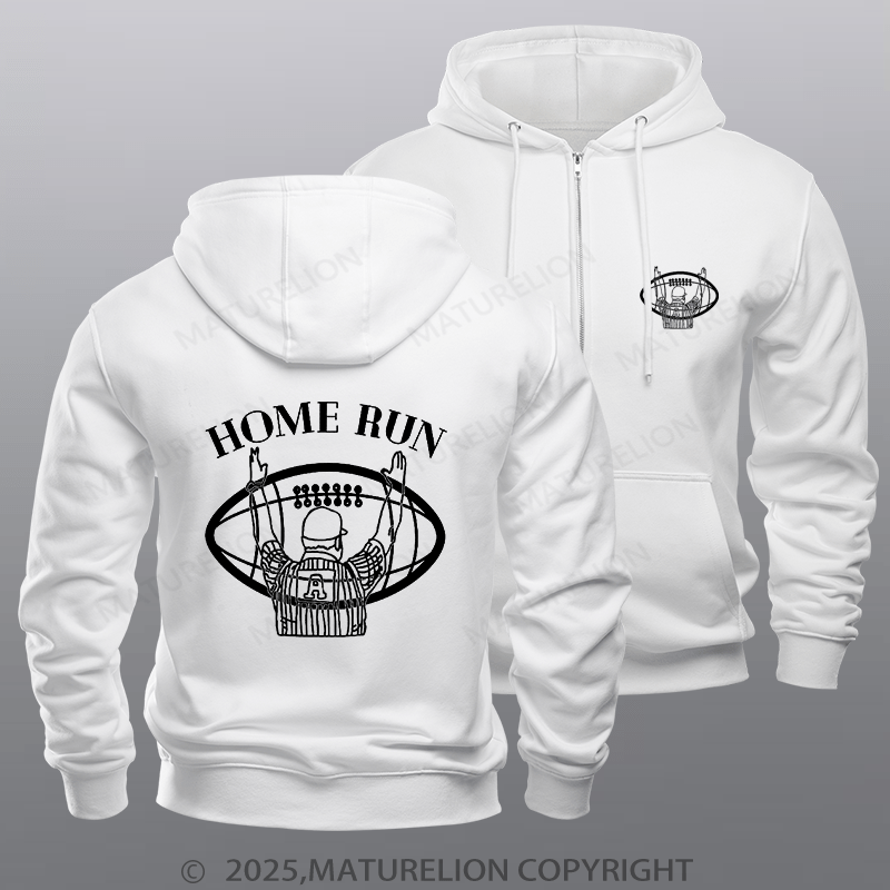 Maturelion Super Bowl Hoodie Super Bowl Funny Home Run Zipper Hoodie