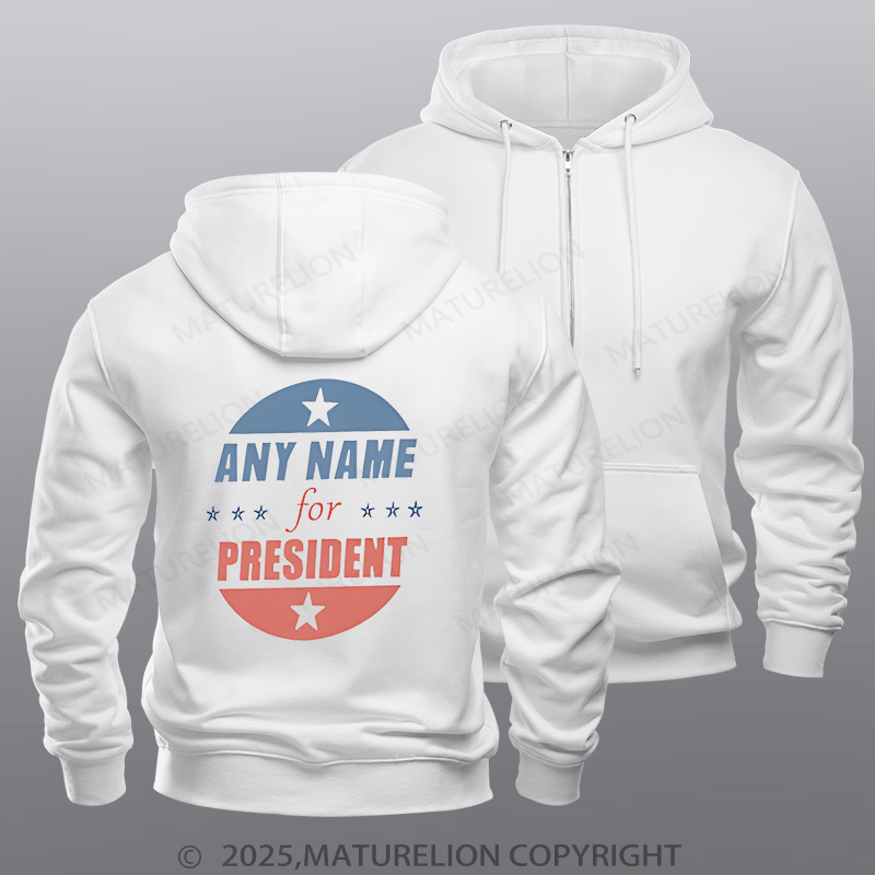 Maturelion  Men's Hoodie Personalized Name President Hoodie  Zipper Hoodie