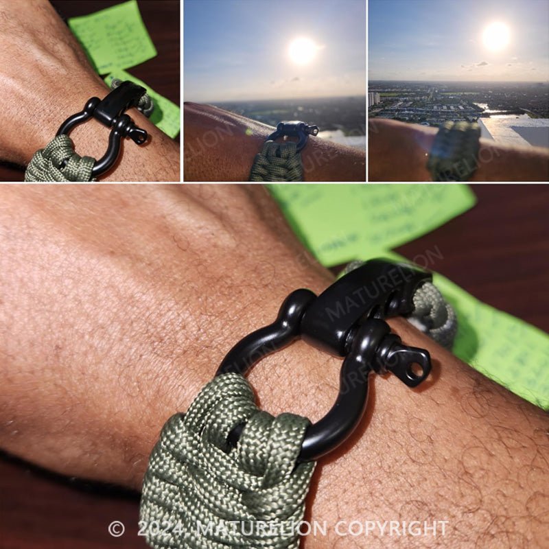 Maturelion Paracord Bracelet with Bow Shackle for Camping and Emergency