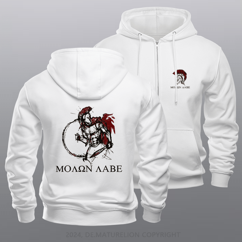 Maturelion Men's Hoodie Coyote Spartan Warrior Zipper Hoodie