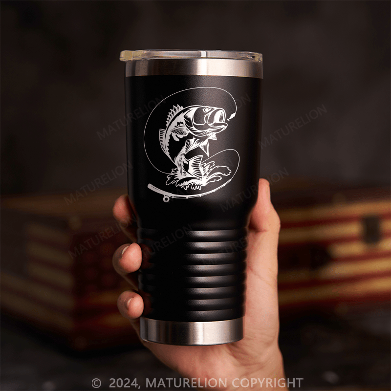 Maturelion Stainless Steel Vacuum Insulated Travel Mug Bass Fish