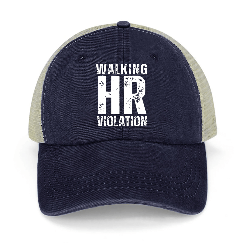 Walking HR Violation Washed Denim Mesh Back Cap