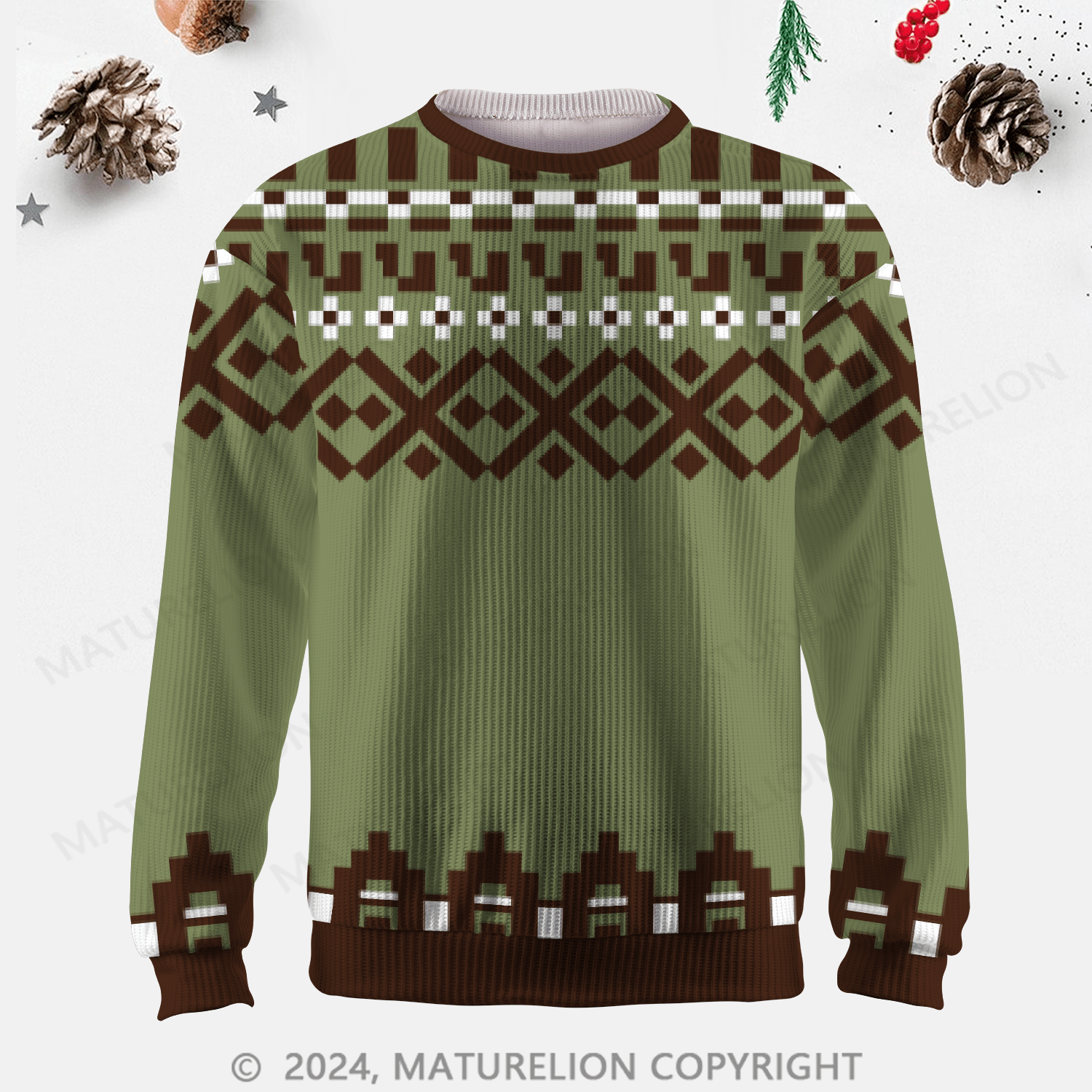 Maturelion Men's Sweater Heritage Knit Fair Isle Sweater