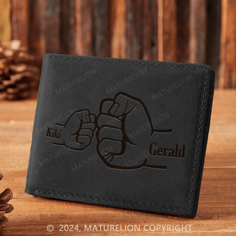 Maturelion Custom Father And Baby Leather Wallet Christmas Gift for Men