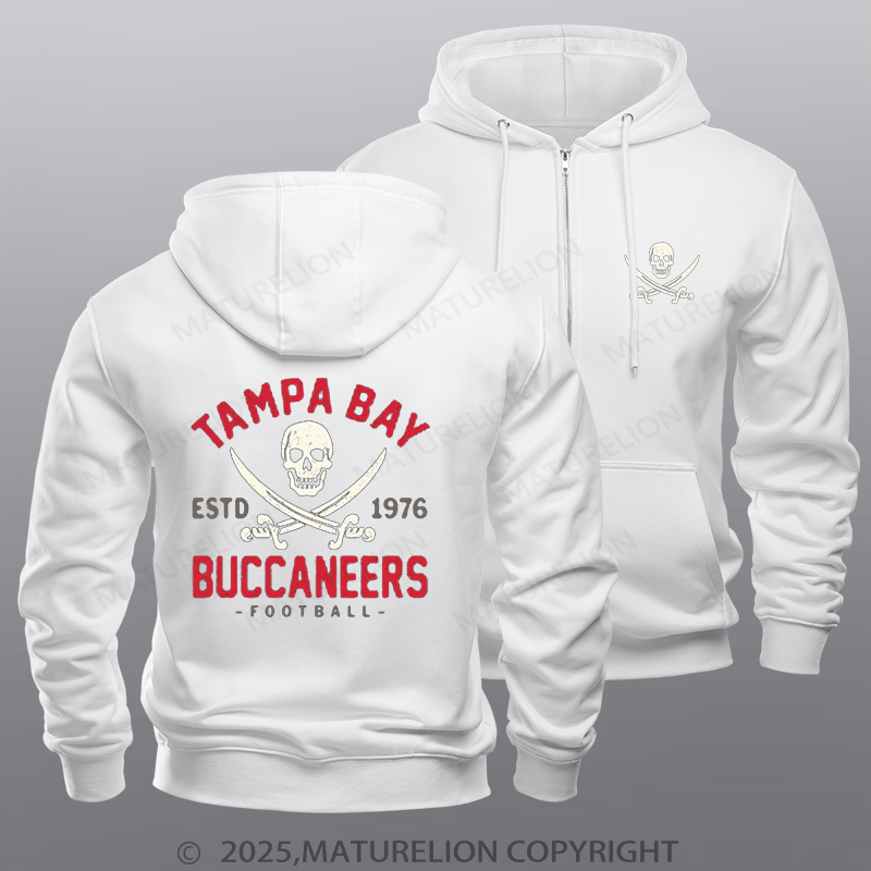 Maturelion Super Bowl Hoodie Retro Tampa Bay Buccaneers by Buck Zipper Hoodie