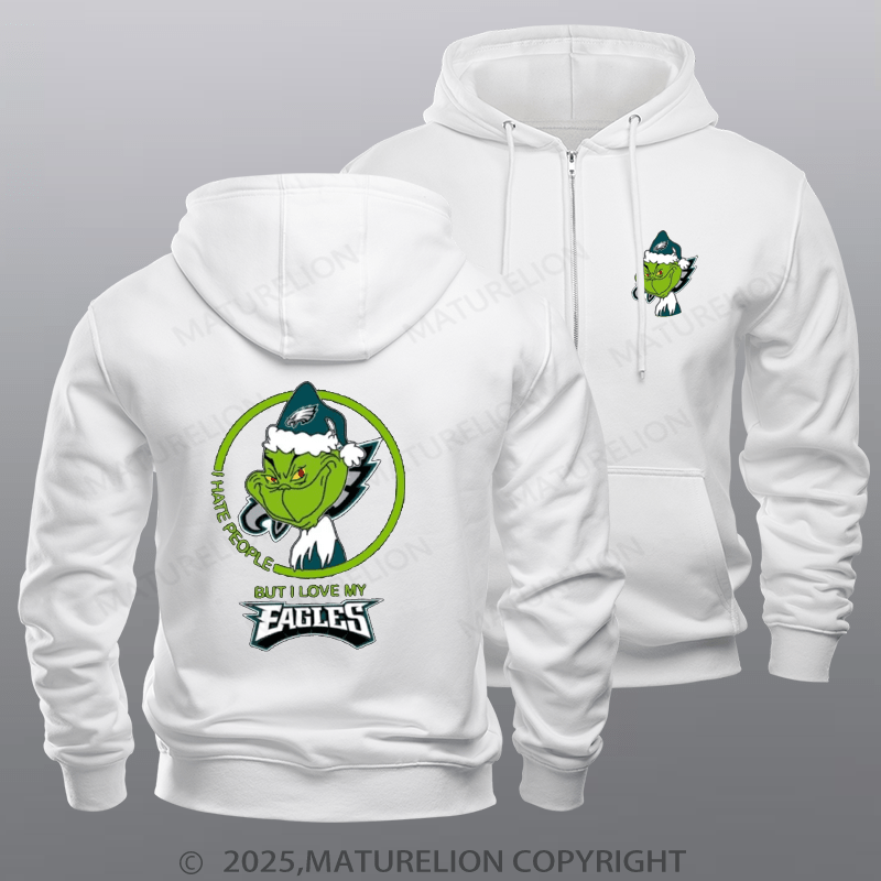 Maturelion Super Bowl Hoodie  Eagles Grinch Zipper Hoodie