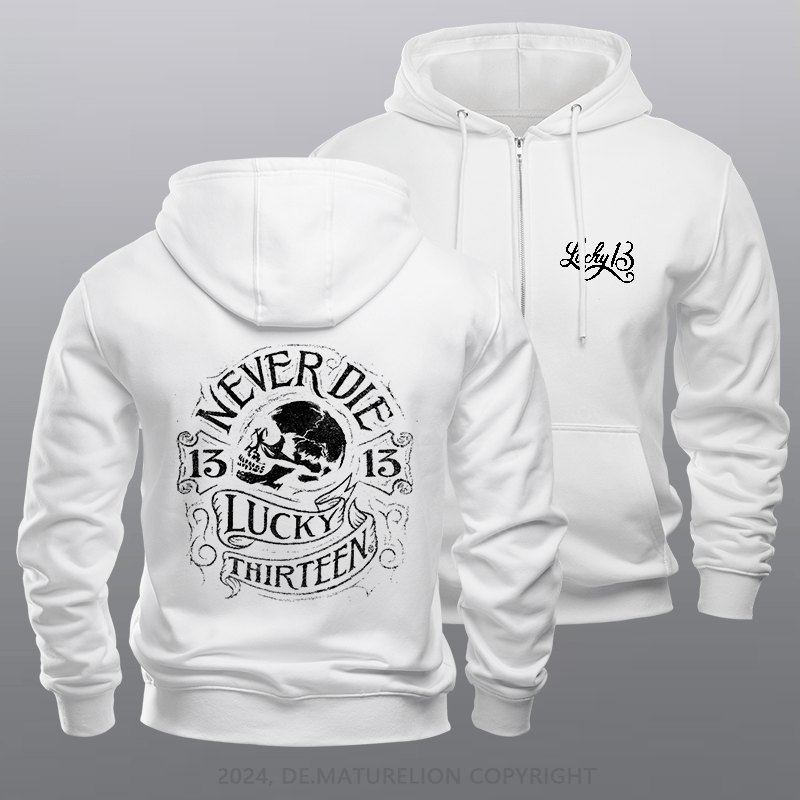 Maturelion Men's Hoodie Never Die Zipper Hoodie