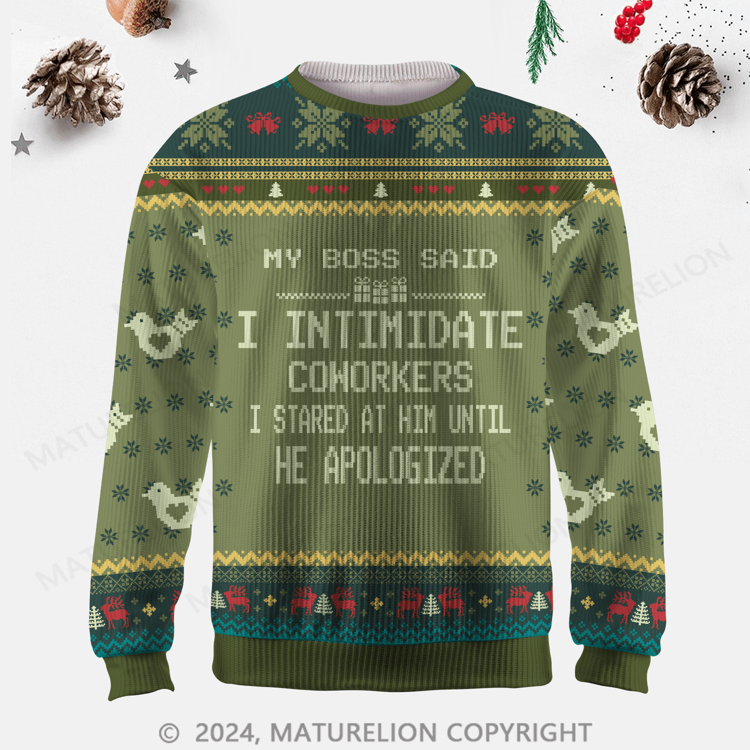 Maturelion My Boss Said I Intimidate Coworkers I Stared At Him Until He Apologized Ugly Sweater