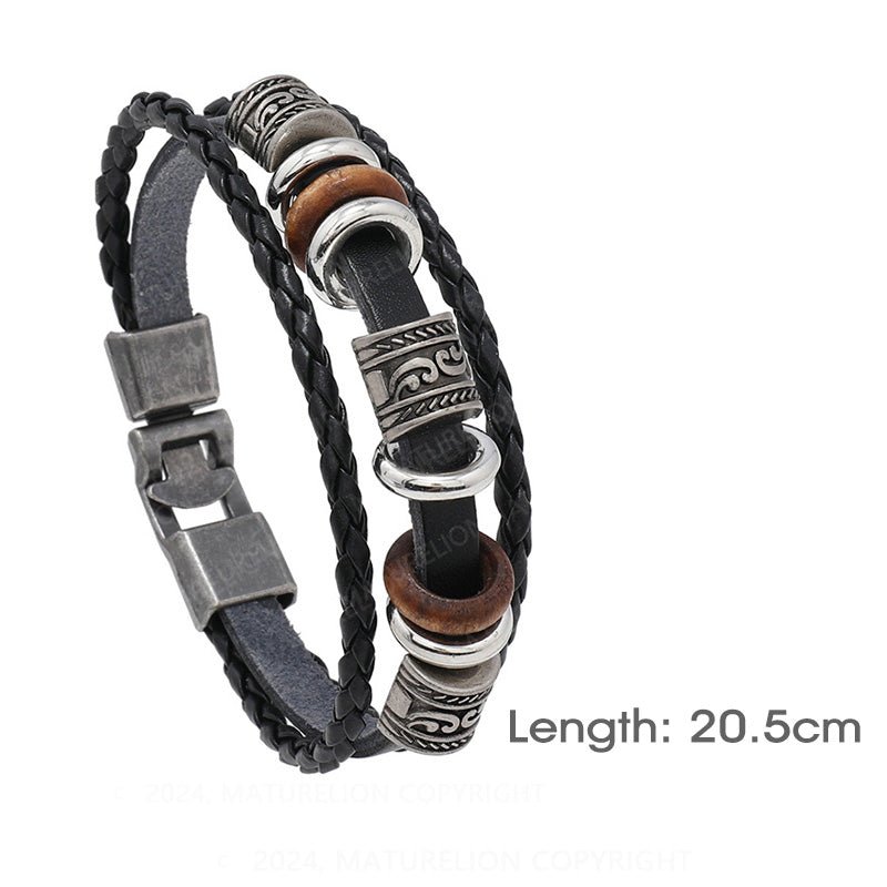 Maturelion Men's Brown Leather Bracelet