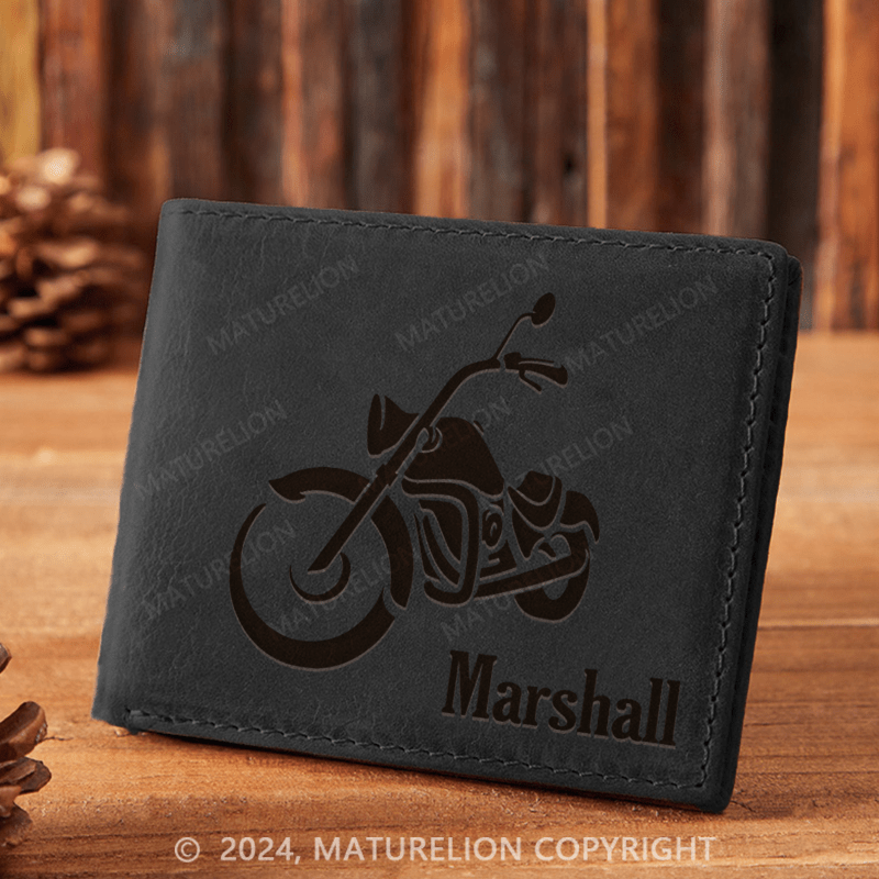 Maturelion Custom Motorcycle Leather Wallet Christmas Gift for Men