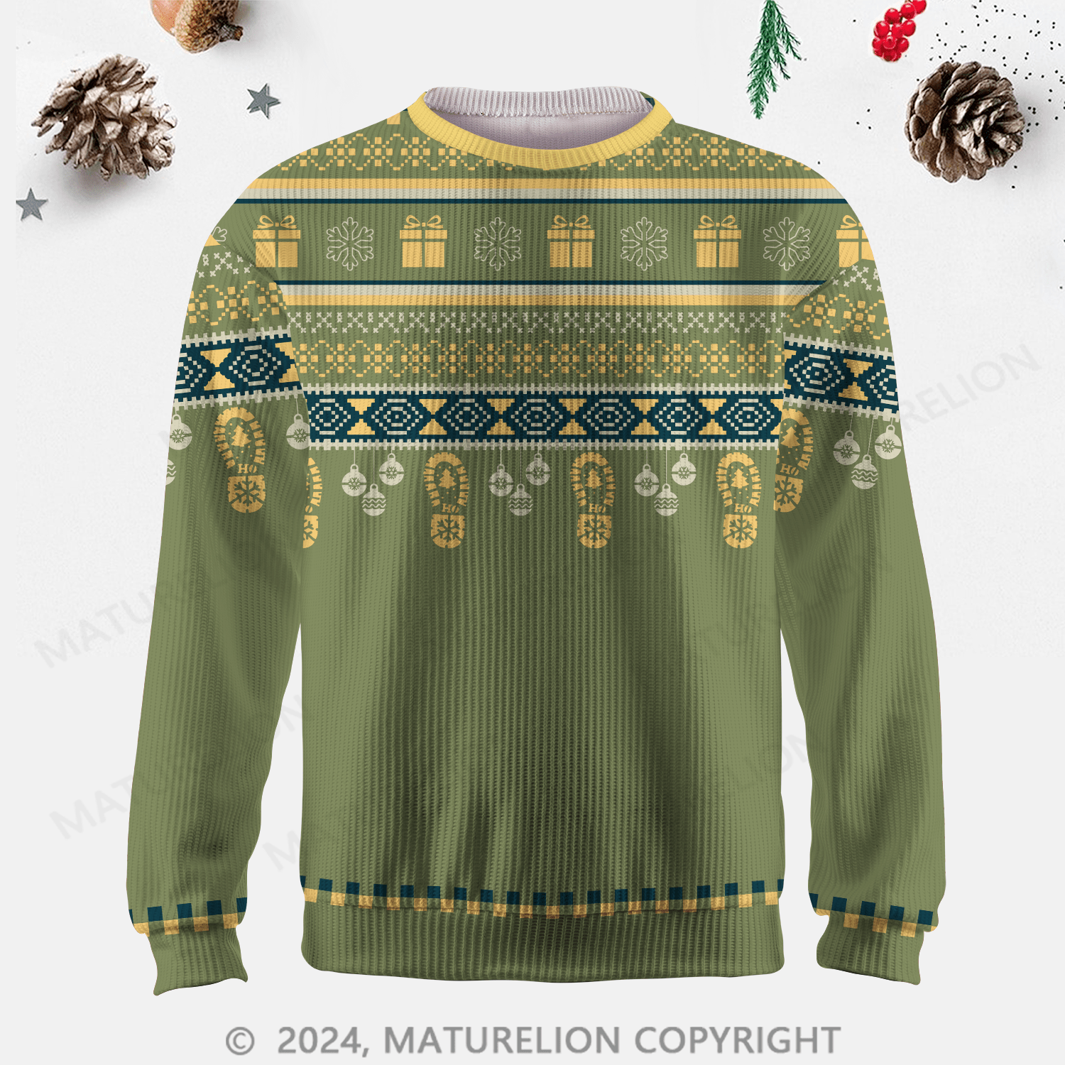 Maturelion Men's Sweater Autumn Color Block Fair Isle Sweater