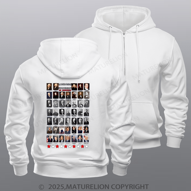 Maturelion  Men's Hoodie Presidents Hoodie  Zipper Hoodie